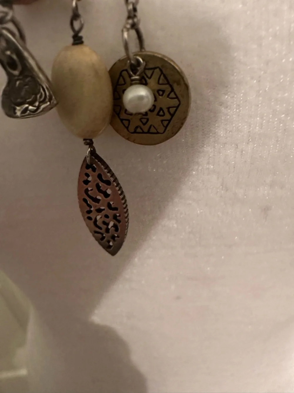 Silpada Leather Cord Pendant Necklace with Brown and Cream Charms - Picture 6 of 8